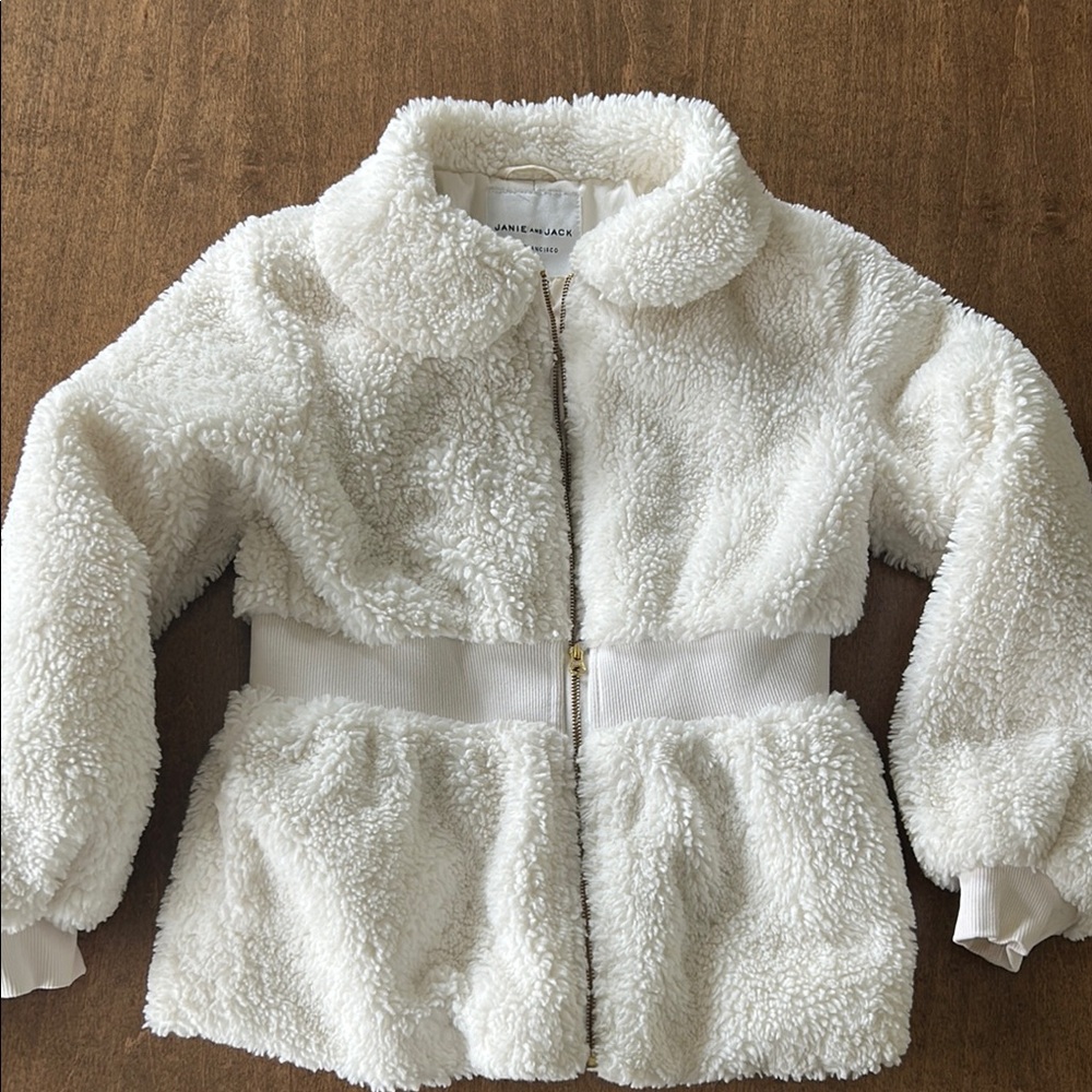 Girls White Fuzzy Jacket